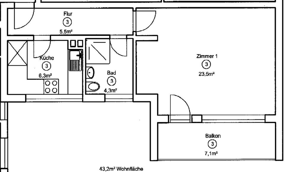 Etagenwohnung Steinau an der Straße - 1 Zimmer, 43 m&sup2;, 350&euro; | Angebot:25964593