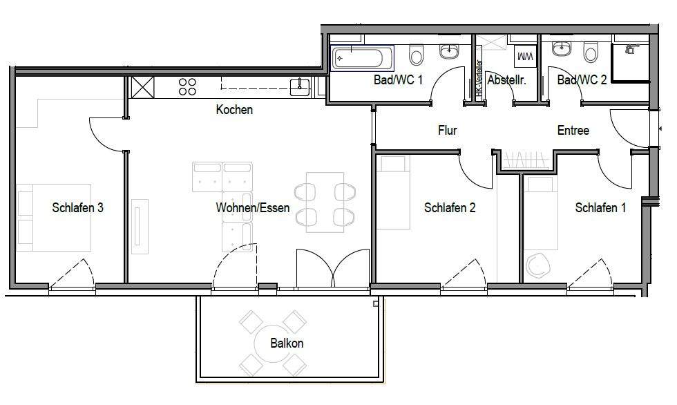 **Familien Willkommen** 4 Zimmer im NEUBAU mit Balkon, 2 Bäder und Einbauküche, Parkett, Aufzug 4 zimmer