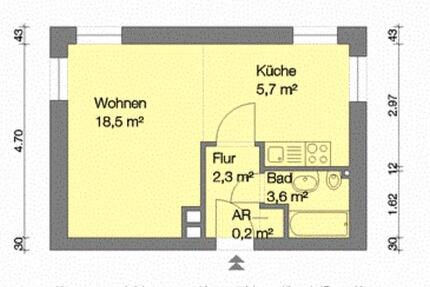 Wohnung Nürnberg Gärten hinter der Veste - 1 Zimmer, 30 m&sup2;, 626&euro; | Angebot:26582320