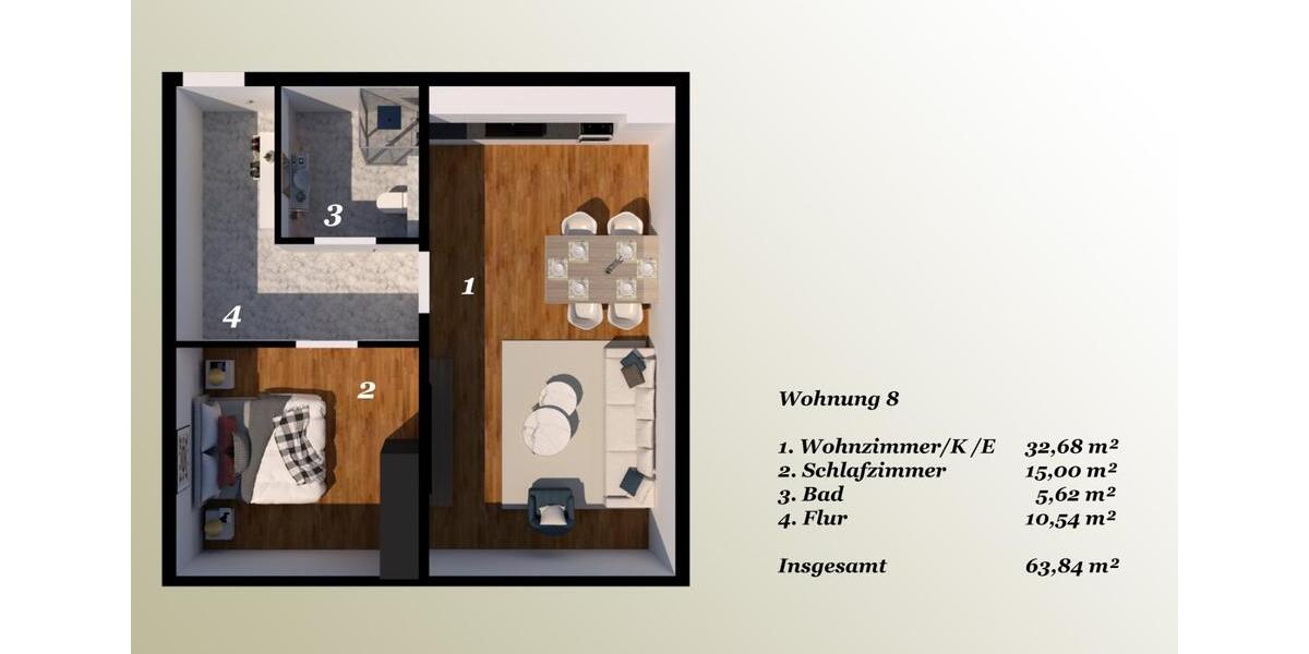 Dachgeschoßwohnung Hemmingen - 2 Zimmer, 64 m&sup2;, 830&euro; | Angebot:25964907
