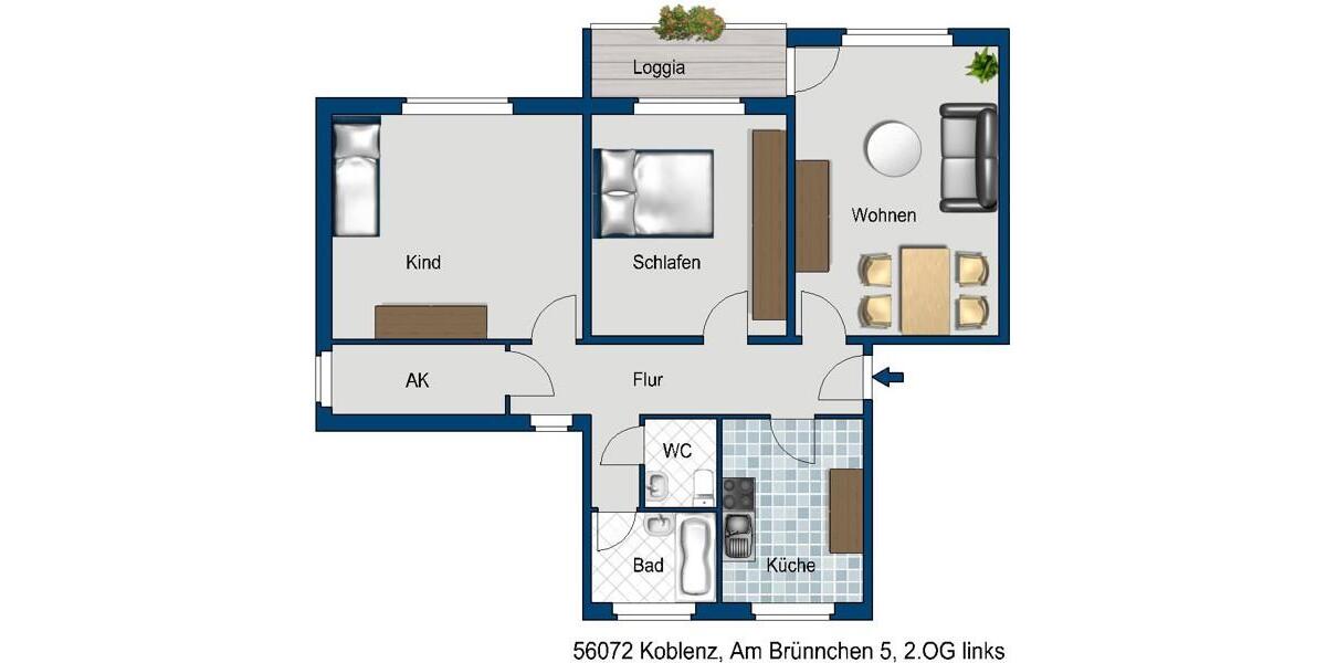 Etagenwohnung Koblenz Bisholder - 3 Zimmer, 80 m&sup2;, 776&euro; | Angebot:26257467