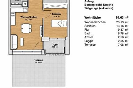 Wohnung Wolfsburg Almke - 2 Zimmer, 64 m&sup2;, 1.005&euro; | Angebot:27614015