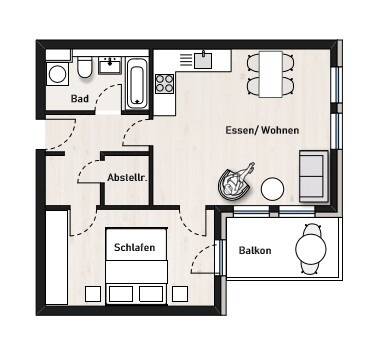 Etagenwohnung Schönefeld - 2 Zimmer, 65 m&sup2;, 1.058&euro; | Angebot:24990037