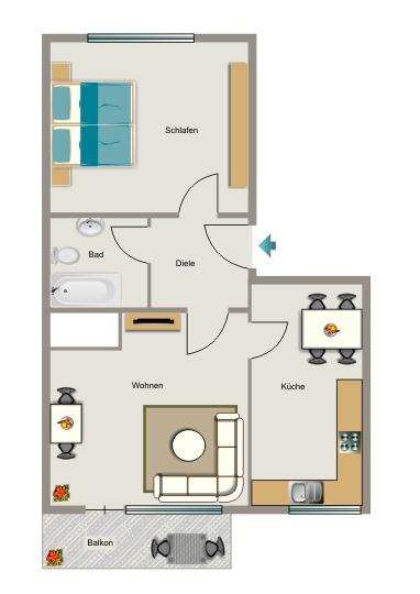 Demnächst frei! 2-Zimmer-Wohnung in Marl Hüls zimmer