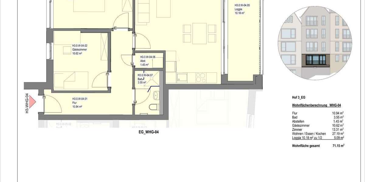 Etagenwohnung Wetzlar - 3 Zimmer, 72 m&sup2;, 1.040&euro; | Angebot:23750325