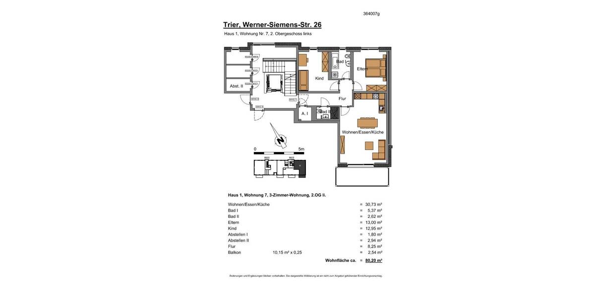 Etagenwohnung Trier Trier-West-Pallien - 3 Zimmer, 80 m&sup2;, 617&euro; | Angebot:26733492