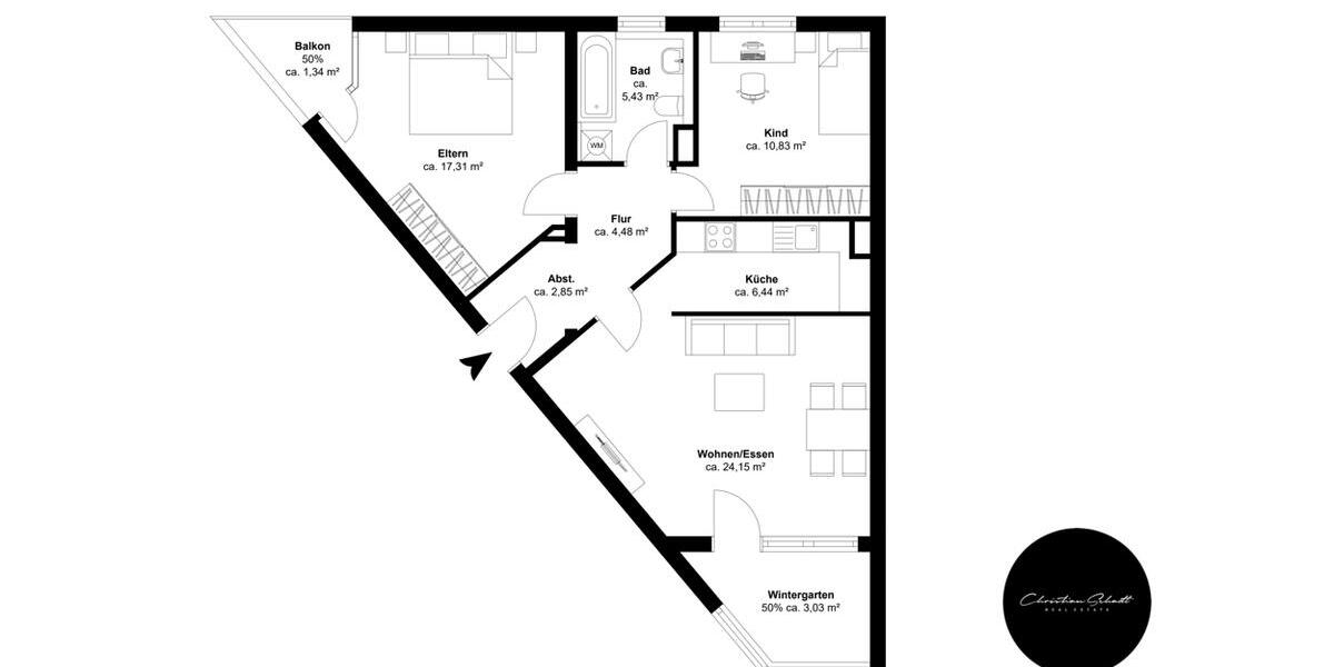 Erdgeschoßwohnung Markkleeberg - 3 Zimmer, 76 m&sup2;, 911&euro; | Angebot:26577477