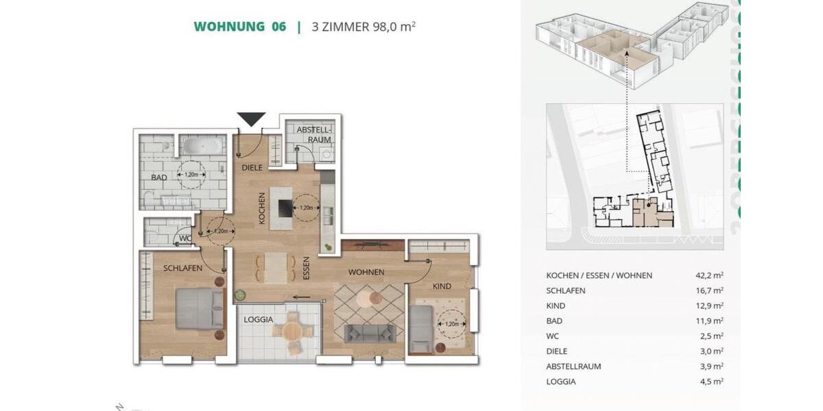 Etagenwohnung Baden-Baden Balg - 3 Zimmer, 98 m&sup2;, 1.415&euro; | Angebot:26699896