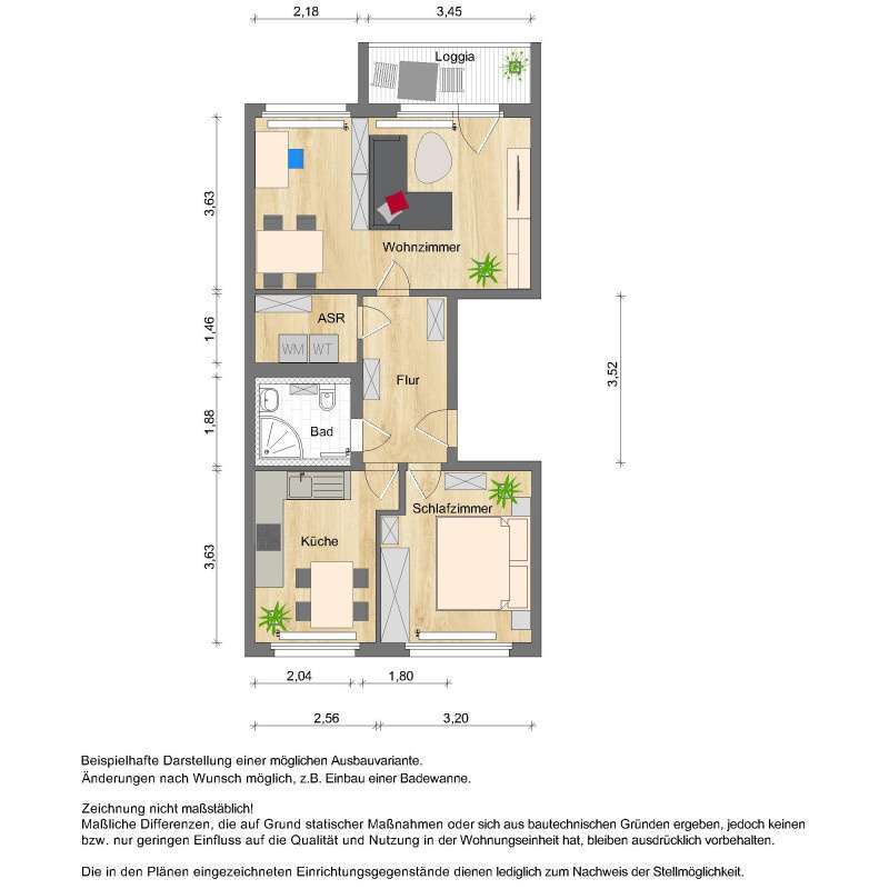 Wohnung zum Mieten in Zwickau 382,80 € 58 m² 2 zimmer