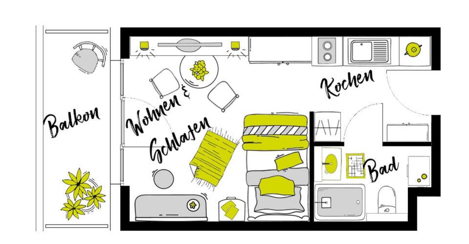 Etagenwohnung Schwäbisch Gmünd - 1 Zimmer, 24 m&sup2;, 407&euro; | Angebot:25569260