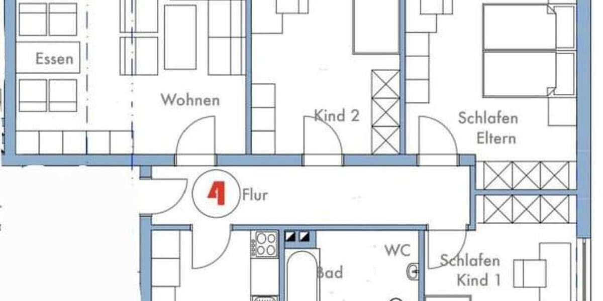 Etagenwohnung Wittlich - 4 Zimmer, 90 m&sup2;, 950&euro; | Angebot:26732548