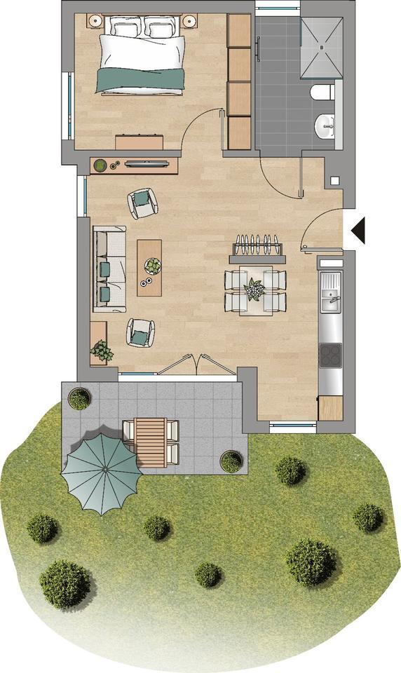 Ruhig & im Grünen: Sonnige 2Z im Loftstil mit großer Terrasse