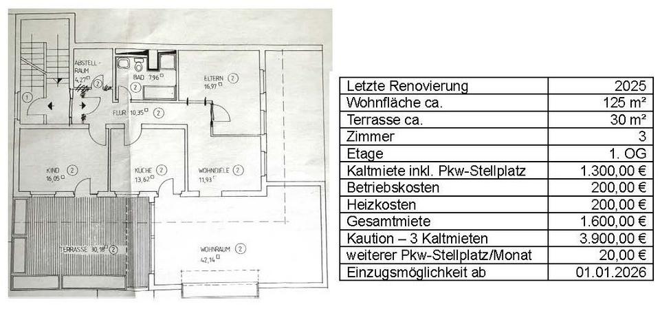 Hochwertige Wohnung in guter Lage von Overath-Untereschbach 3 zimmer
