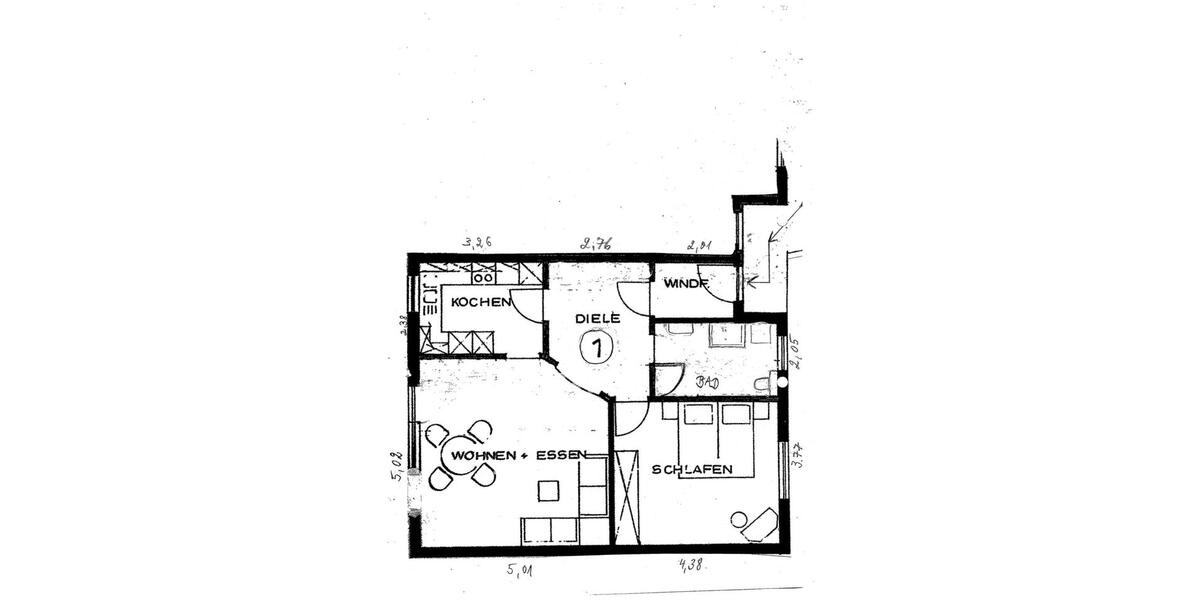 Etagenwohnung Bühl - 2 Zimmer, 65 m&sup2;, 860&euro; | Angebot:26234297