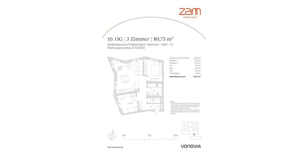 Etagenwohnung München Aubing-Lochhausen-Langwied - 3 Zimmer, 81 m&sup2;, 1.950&euro; | Angebot:26473038