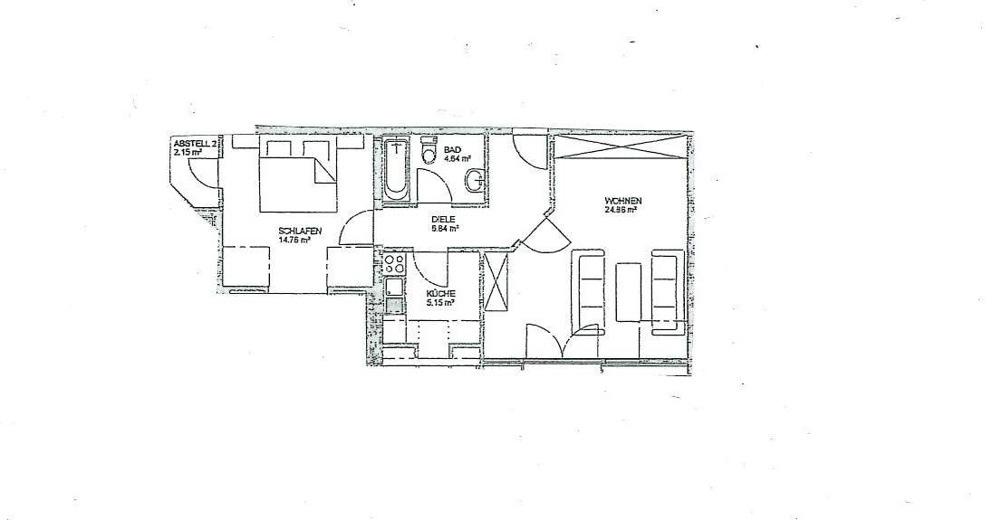 Etagenwohnung Otterndorf - 2 Zimmer, 59 m&sup2;, 530&euro; | Angebot:25235646