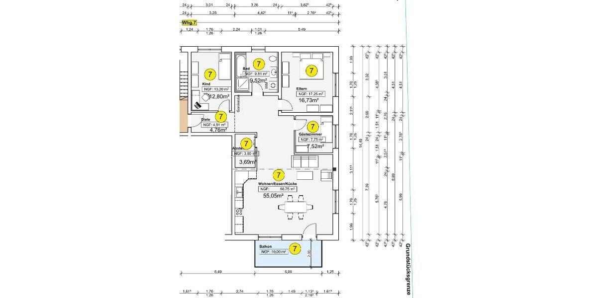 4 Zi. Wohnung (Nr. 7) im OG mit Balkon - Etagenwohnung Adelsdorf OT | Angebot:24466875