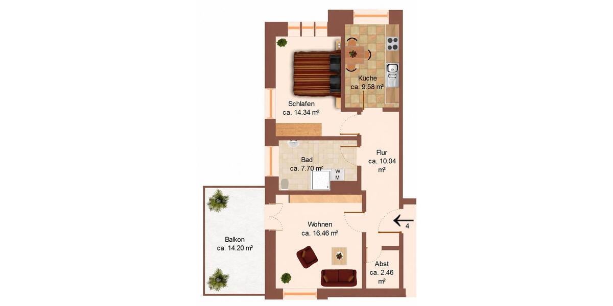Hochparterre Großenhain - 2 Zimmer, 68 m&sup2;, 510&euro; | Angebot:26499144