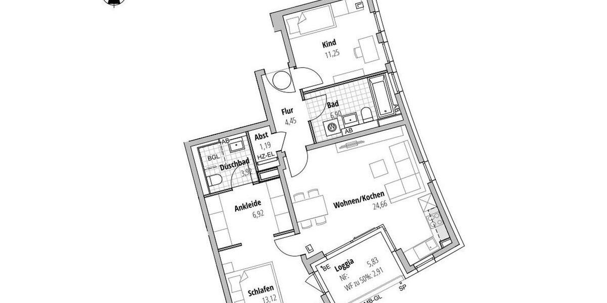 Etagenwohnung München Aubing-Lochhausen-Langwied - 3 Zimmer, 75 m&sup2;, 2.100&euro; | Angebot:26578889
