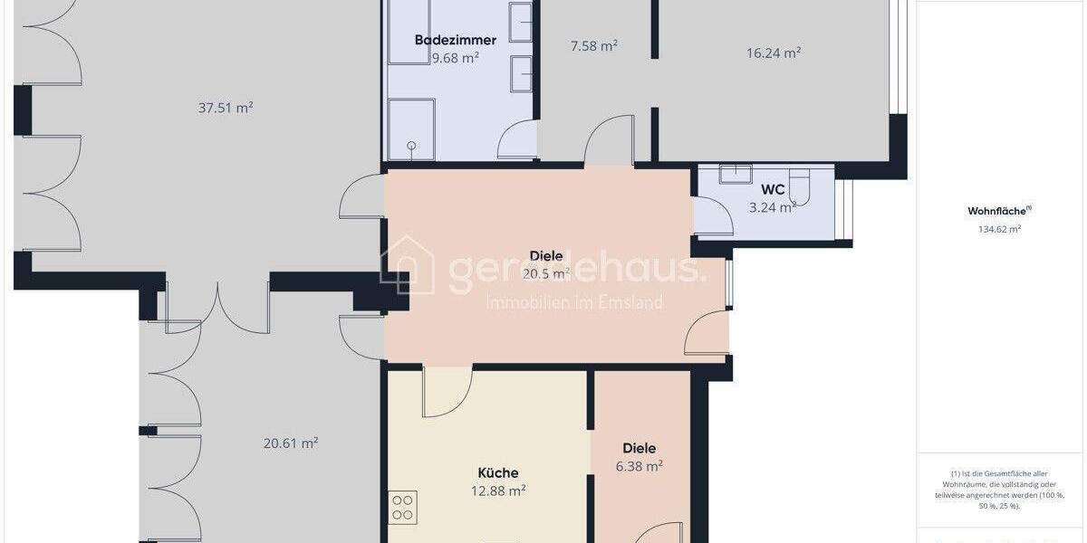 Etagenwohnung Lingen (Ems) Laxten - 4 Zimmer, 141 m&sup2;, 1.150&euro; | Angebot:26158086