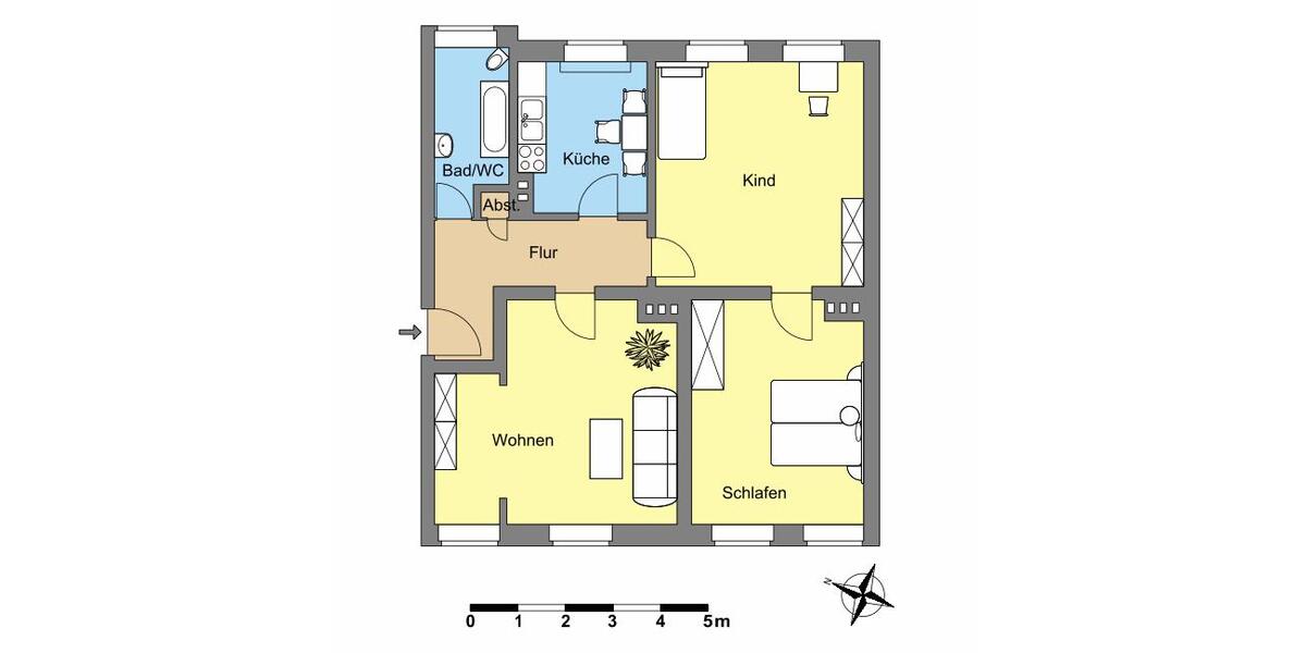 Etagenwohnung Dessau-Roßlau Brambach - 3 Zimmer, 83 m&sup2;, 480&euro; | Angebot:26561560