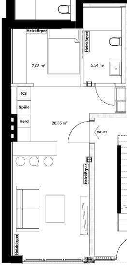 Wohnung zum Mieten in Wesseling 630 € 39.17 m² 1 zimmer