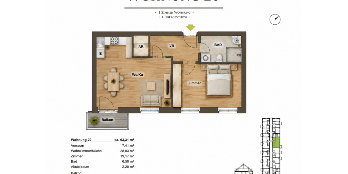Etagenwohnung Bitburg - 2 Zimmer, 63 m&sup2;, 730&euro; | Angebot:26816332