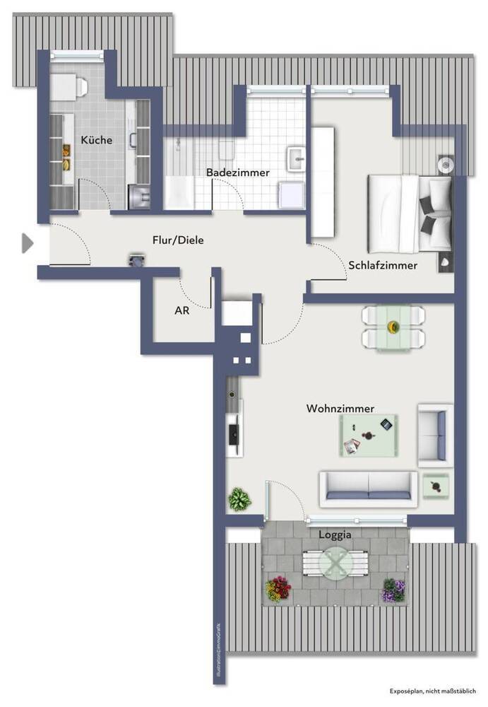 2-Zimmer-Wohnung mit Loggia und TG-Stellplatz