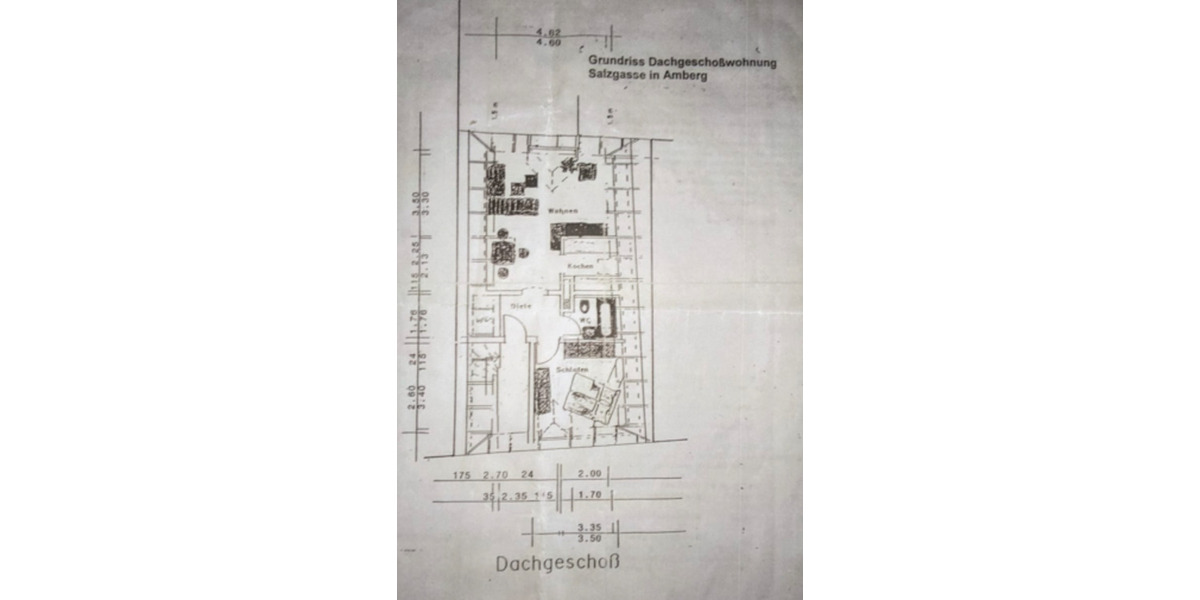 Dachgeschoßwohnung Amberg - 2 Zimmer, 46 m&sup2;, 600&euro; | Angebot:24742115
