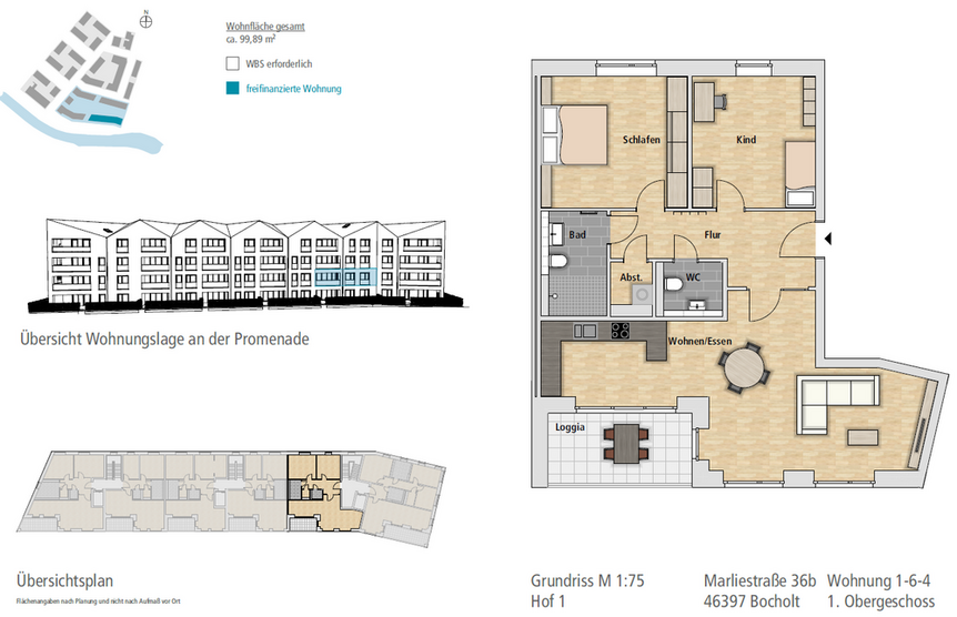 Wohnung zum Mieten in Bocholt 1.178,70 € 99.89 m²