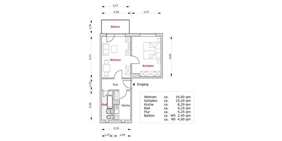 Sie haben Ihre Möbel, wir Ihre Wohnung 2 zimmer