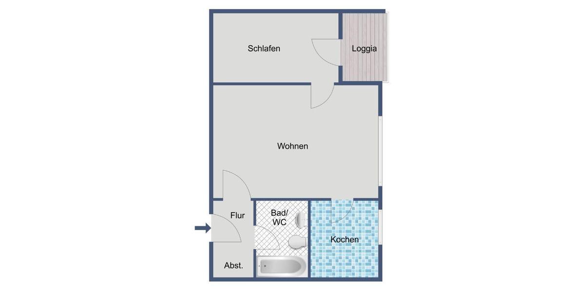 Etagenwohnung Kassel Bettenhausen - 2 Zimmer, 40 m&sup2;, 310&euro; | Angebot:26295130