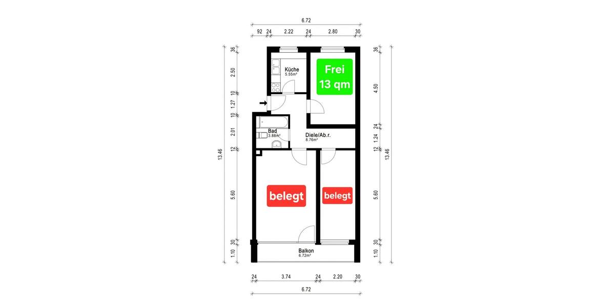 Wohnen auf Zeit Hamburg Harburg - 1 Zimmer, 14 m&sup2;, 650&euro; | Angebot:26636363