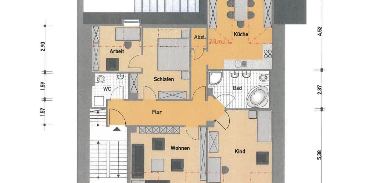 Dachgeschoßwohnung Flensburg - 3.5 Zimmer, 96 m&sup2;, 815&euro; | Angebot:25448737