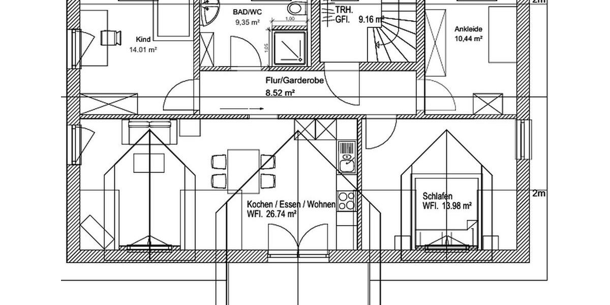 Dachgeschoßwohnung Großmehring - 4 Zimmer, 84 m&sup2;, 1.065&euro; | Angebot:25026784