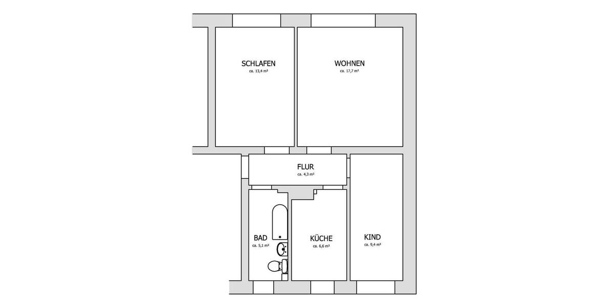 3-Raum-Wohnung in der Ortschaft Dölzig 3 zimmer