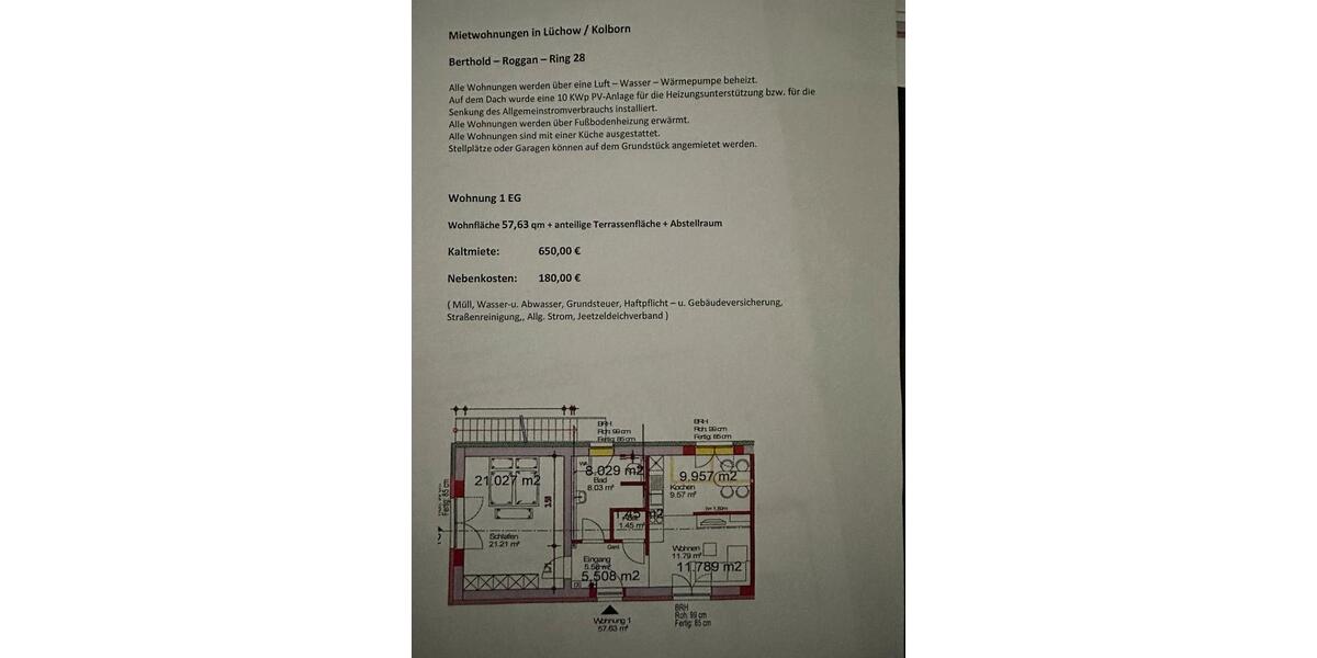 Erdgeschoßwohnung Hitzacker (Elbe) - 2 Zimmer, 60 m&sup2;, 830&euro; | Angebot:26670622