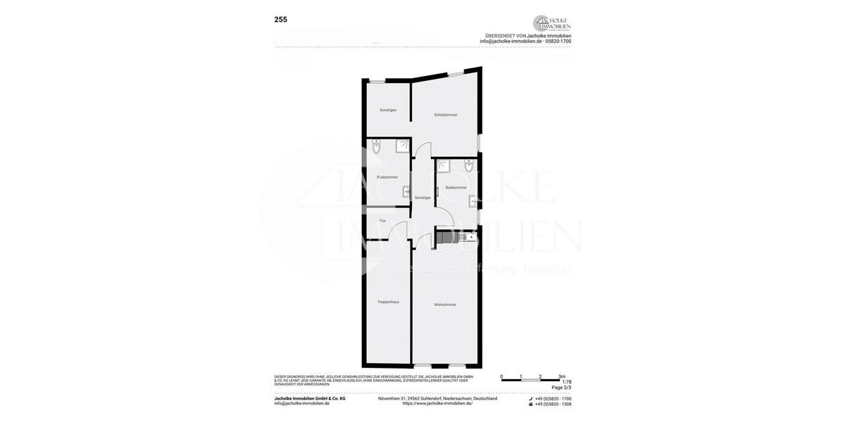 Etagenwohnung Bergen an der Dumme - 3 Zimmer, 61 m&sup2;, 520&euro; | Angebot:22789476