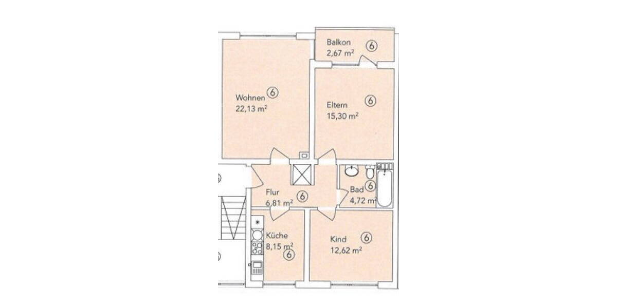 Etagenwohnung Eisenberg - 3 Zimmer, 73 m&sup2;, 700&euro; | Angebot:26015821