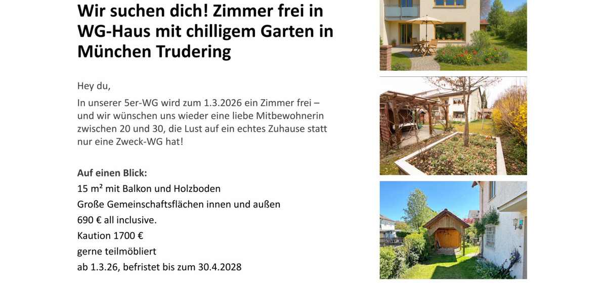 15 qm Zimmer in WG-Reiheneckhaus mit chilligem Garten 1 zimmer