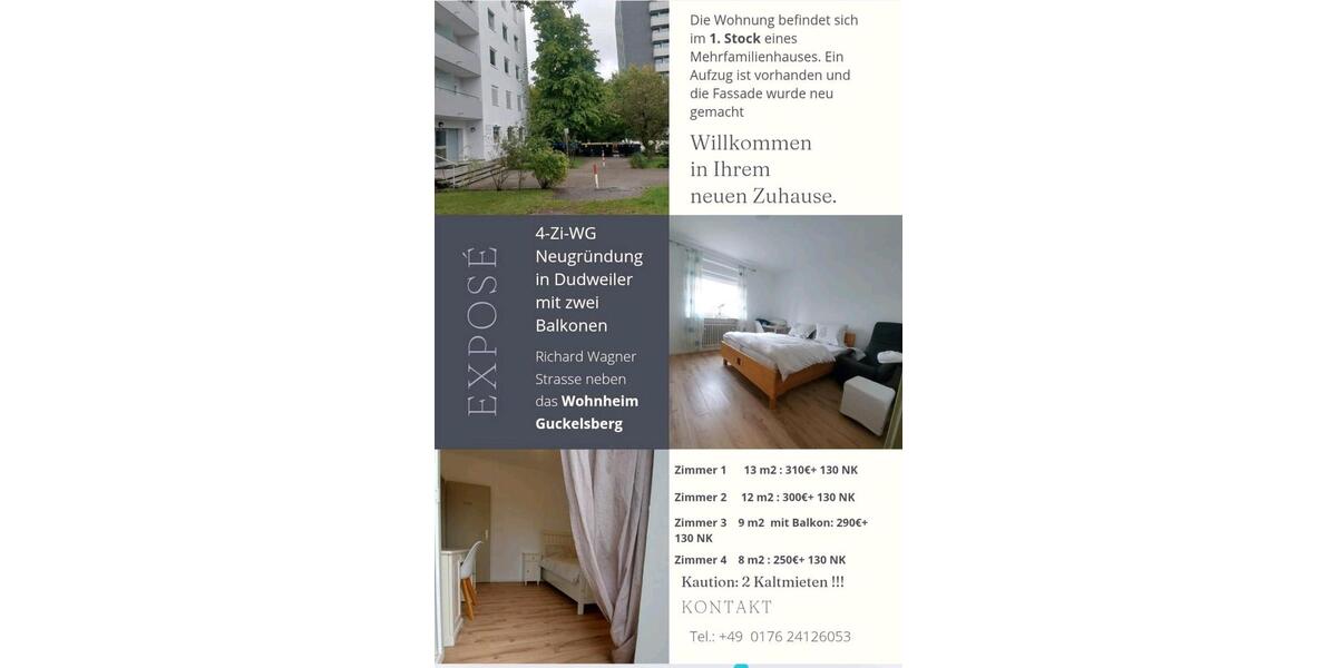 Etagenwohnung Saarbrücken West - 4 Zimmer, 75 m&sup2;, 250&euro; | Angebot:24676562