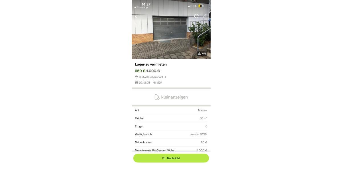 Gewerbeobjekt Nürnberg Gebersdorf - 929&euro; | Angebot:24555571
