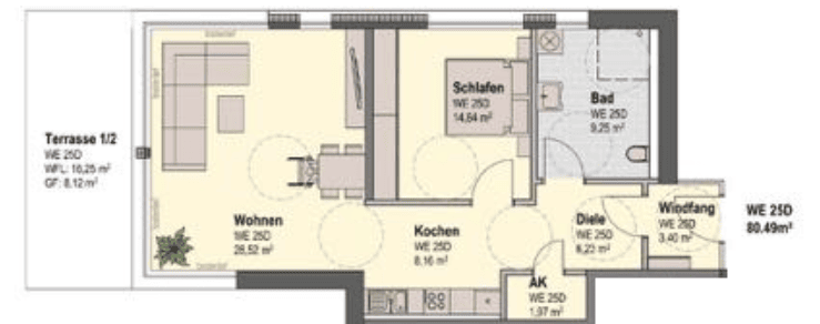 Etagenwohnung Leipzig Leutzsch - 2 Zimmer, 80 m&sup2;, 1.090&euro; | Angebot:26583815