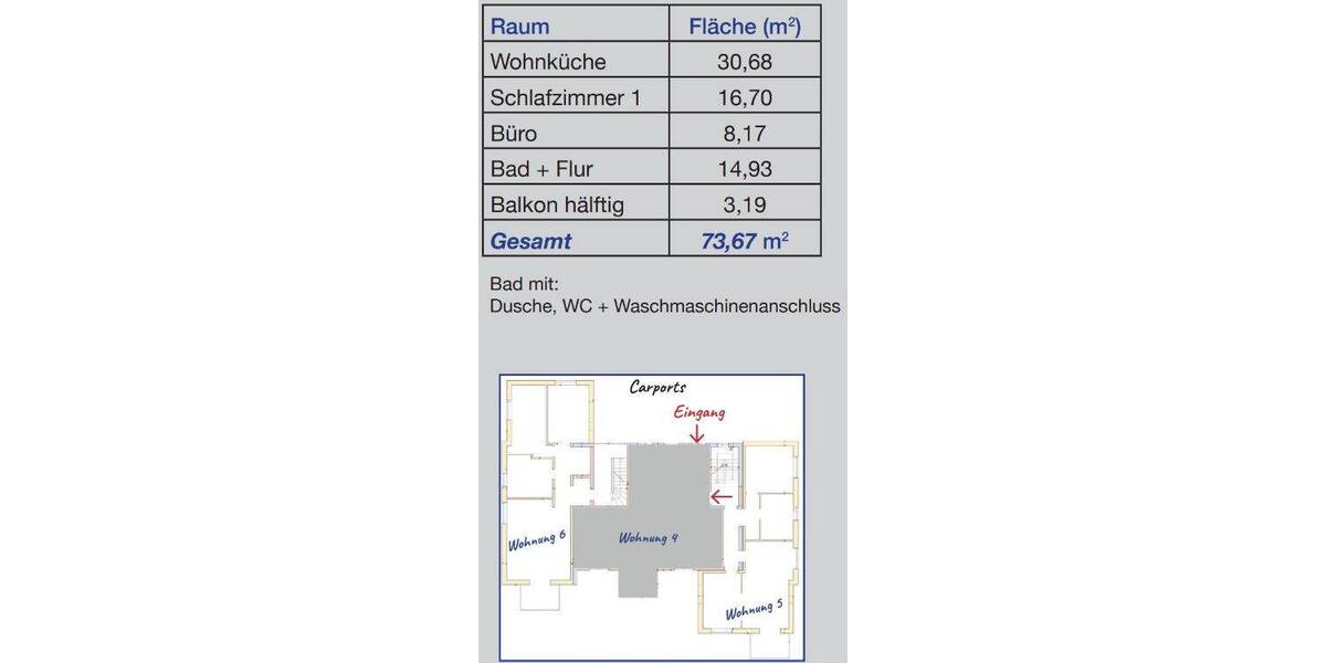 Etagenwohnung Kraiburg - 3 Zimmer, 73 m&sup2;, 925&euro; | Angebot:26820668