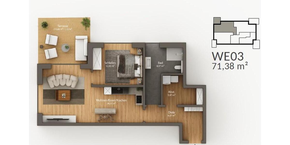 Neubau Erstbezug: Exklusive 2ZKB EG-Wohnung mit Terrasse + Stellplatz im Neubau 3 zimmer