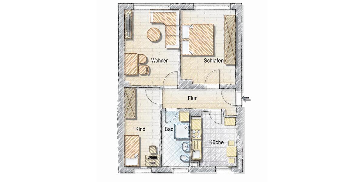 Etagenwohnung Geithain - 2 Zimmer, 51 m&sup2;, 349&euro; | Angebot:26279167