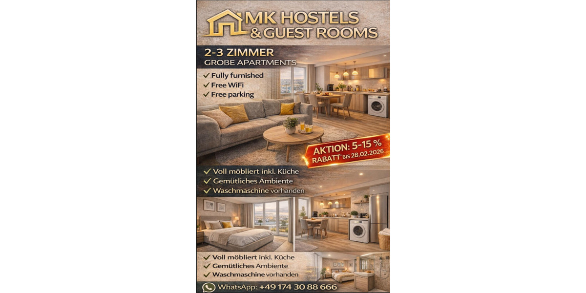 Wohnen auf Zeit Delmenhorst - 3 Zimmer, 78 m&sup2;, 69&euro; | Angebot:25532392