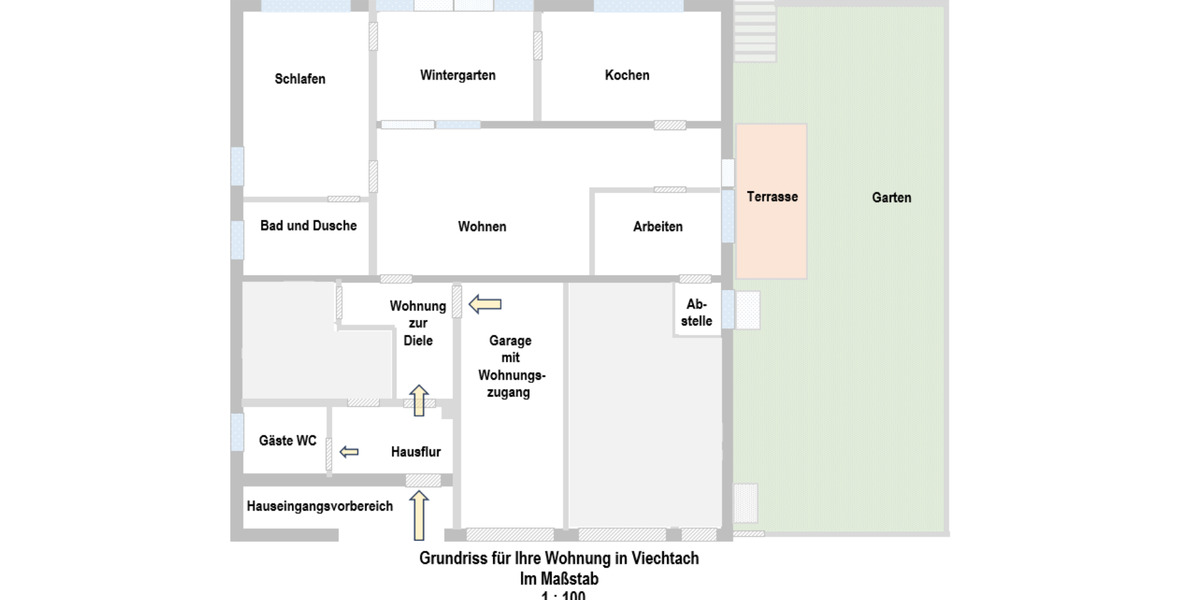 Erdgeschoßwohnung Viechtach - 3 Zimmer, 110 m&sup2;, 700&euro; | Angebot:24953195