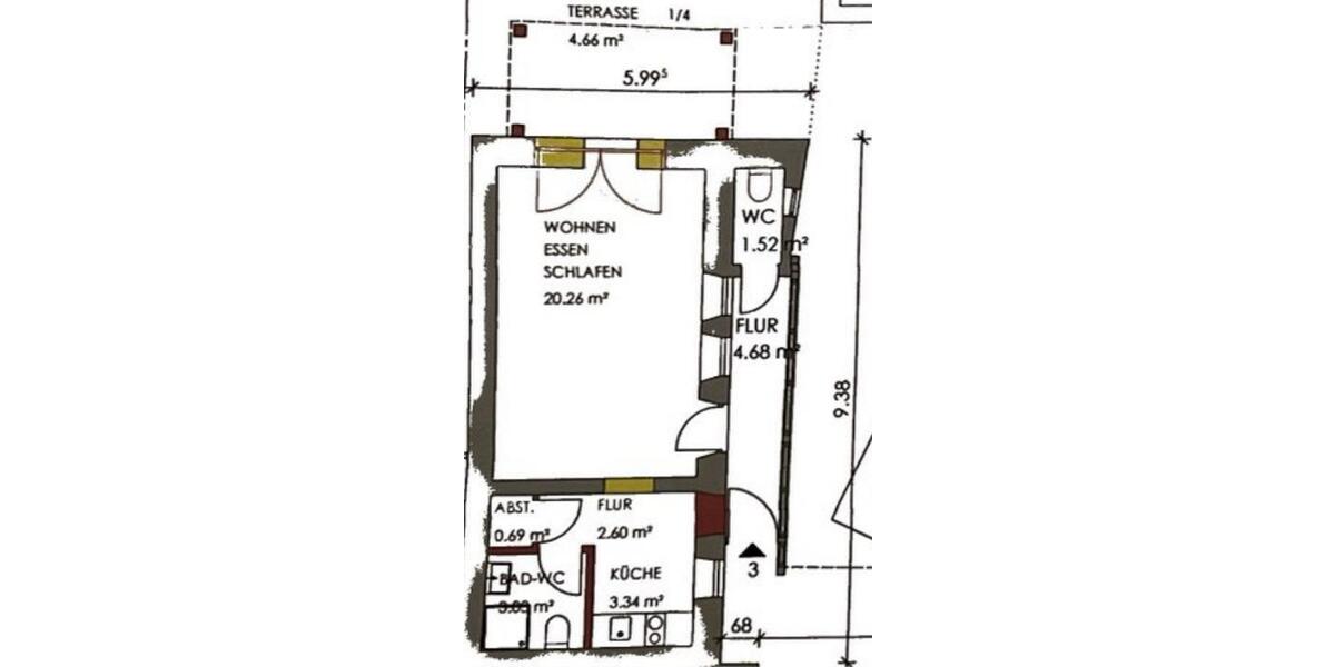Erdgeschoßwohnung Bayreuth Bernecker Straße / Insel / Riedelsberg - 1 Zimmer, 37 m&sup2;, 795&euro; | Angebot:24765812