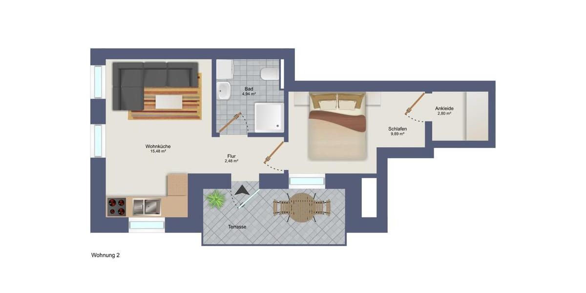 Erdgeschoßwohnung Diepholz - 2 Zimmer, 35 m&sup2;, 540&euro; | Angebot:25220676